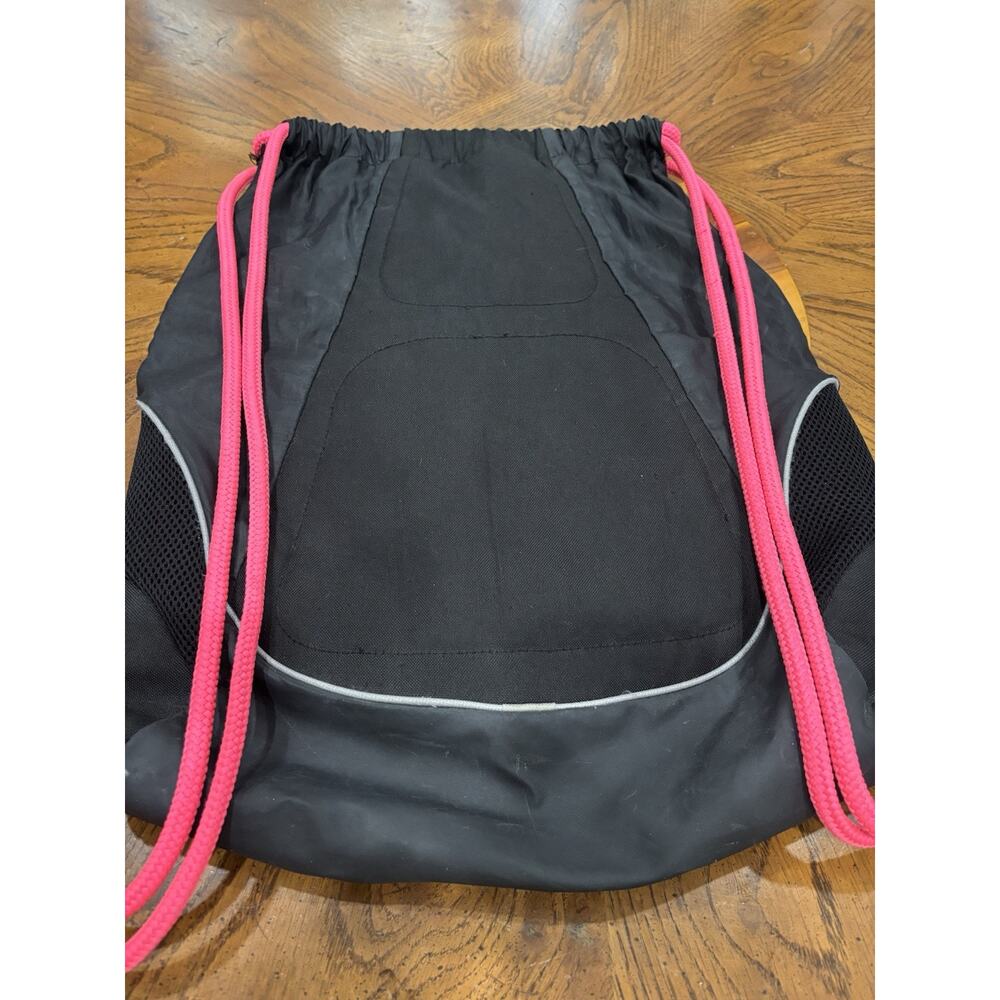 Adidas Black/Hot Pink Drawstring Gym Sack Backpack 15L 3 Pockets Zip Sporty - Picture 10 of 16